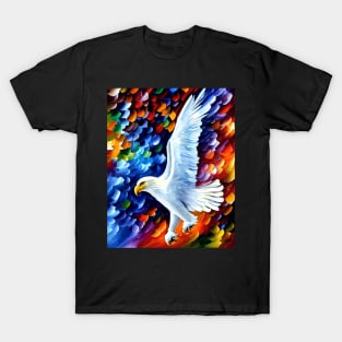 Beautiful White Eagle in Flight Painting T-Shirt